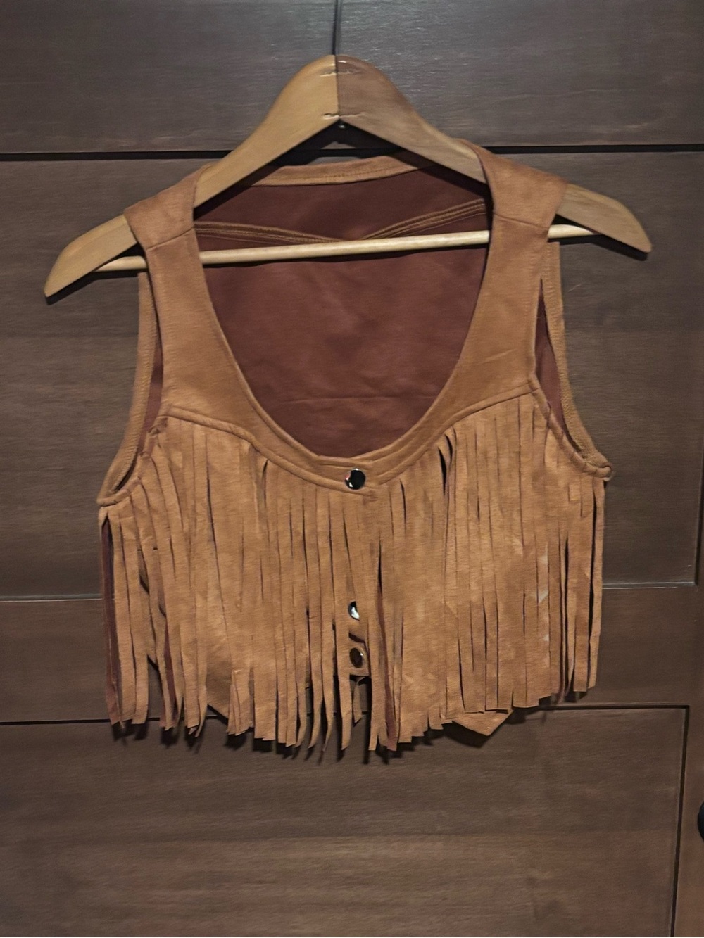 Brown/Tan Fringe Vest Crop Top